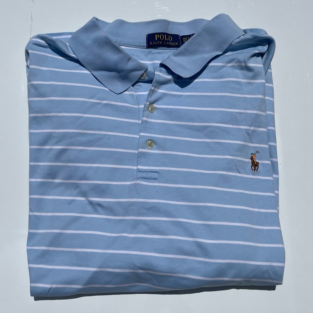 Polo Ralph Lauren Short Sleeve Shirt, Blue Stripe, Size 4XB